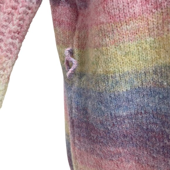 Laurie Felt Pastel Rainbow Cardigan S Soft Knit Open Front Cozy Boho Coquette - Picture 5 of 10